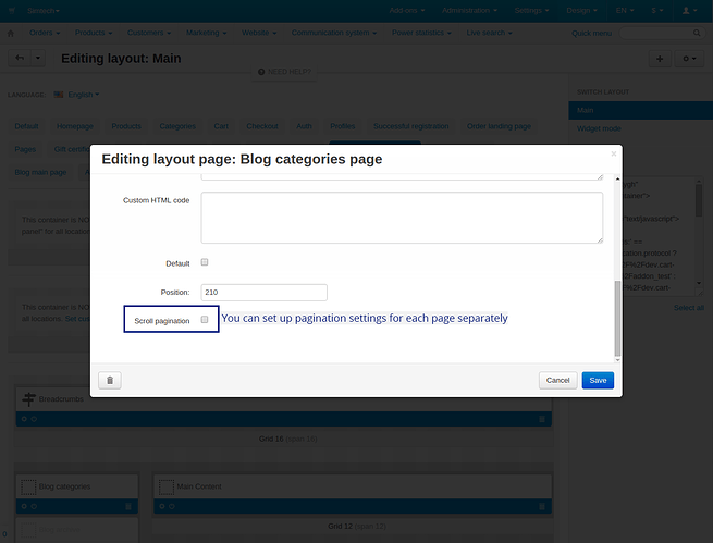 Layout Settings