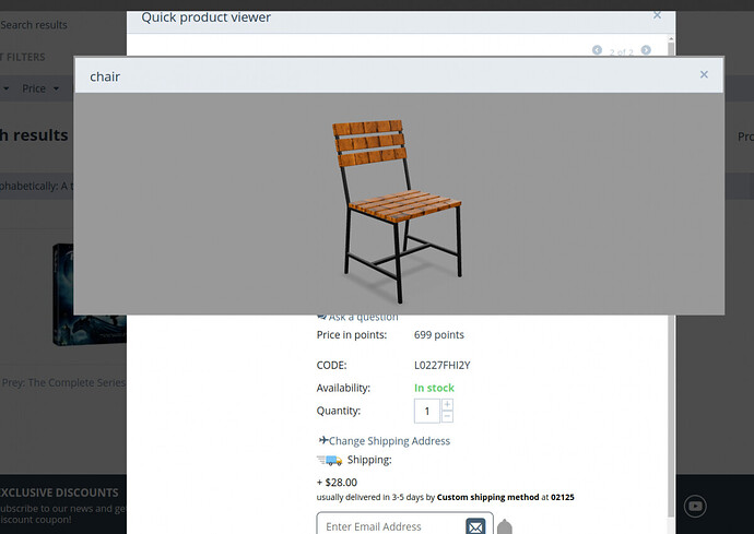 product Quick View page