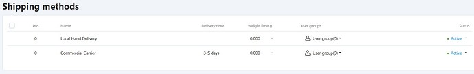 Shipping Methods