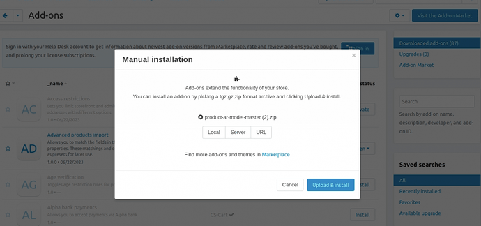 Installation_CS-Cart-AR--Upload & Install